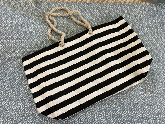 Large white and black bag with custom embroidery